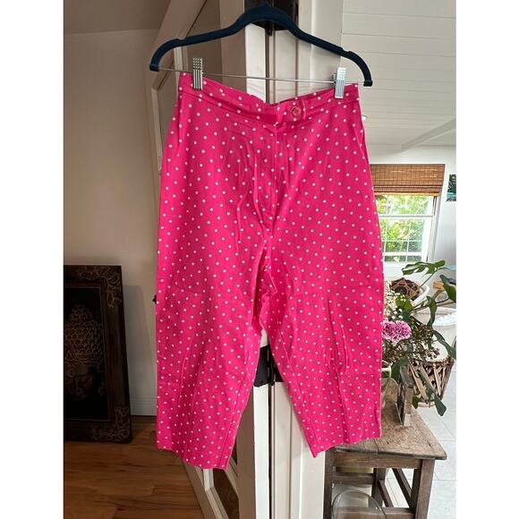Briggs Pink Polka Dot Crop Pants, Medium - Picture 1 of 6
